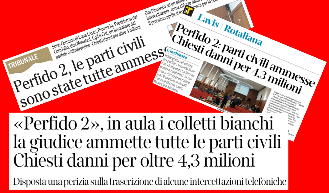 Perfido 2: Fillea Cgil ammessa come parte civile